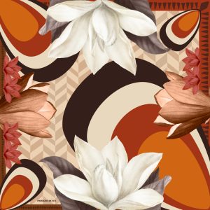 Foulard White lotus orange