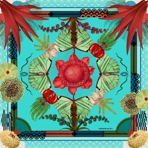 Foulard Néo-papillon bleu lagon